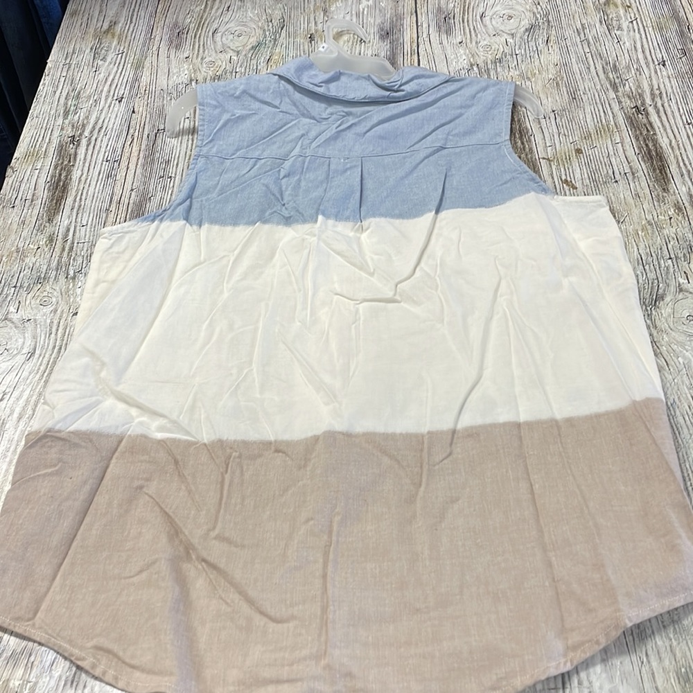 Vintage Basic Edition Top Button Up Front V Neck … - image 6